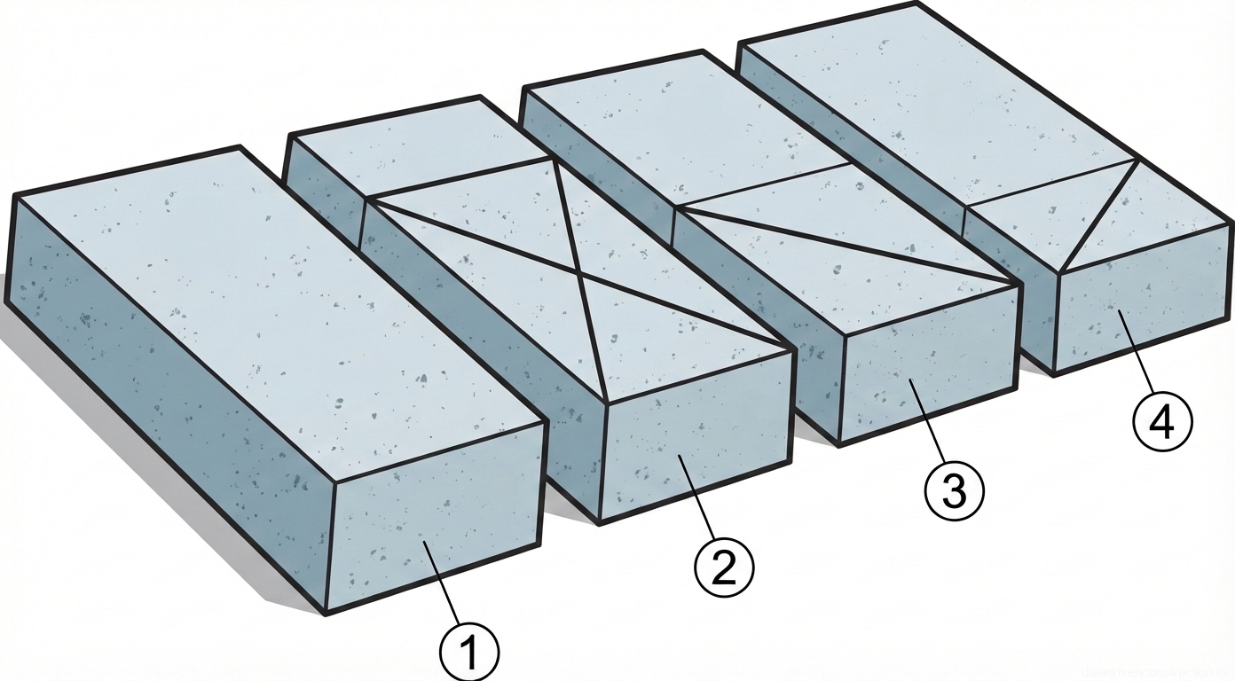 Fig. 1 — Standard solid masonry brick fractional sizes and their conventional architectural drafting markings