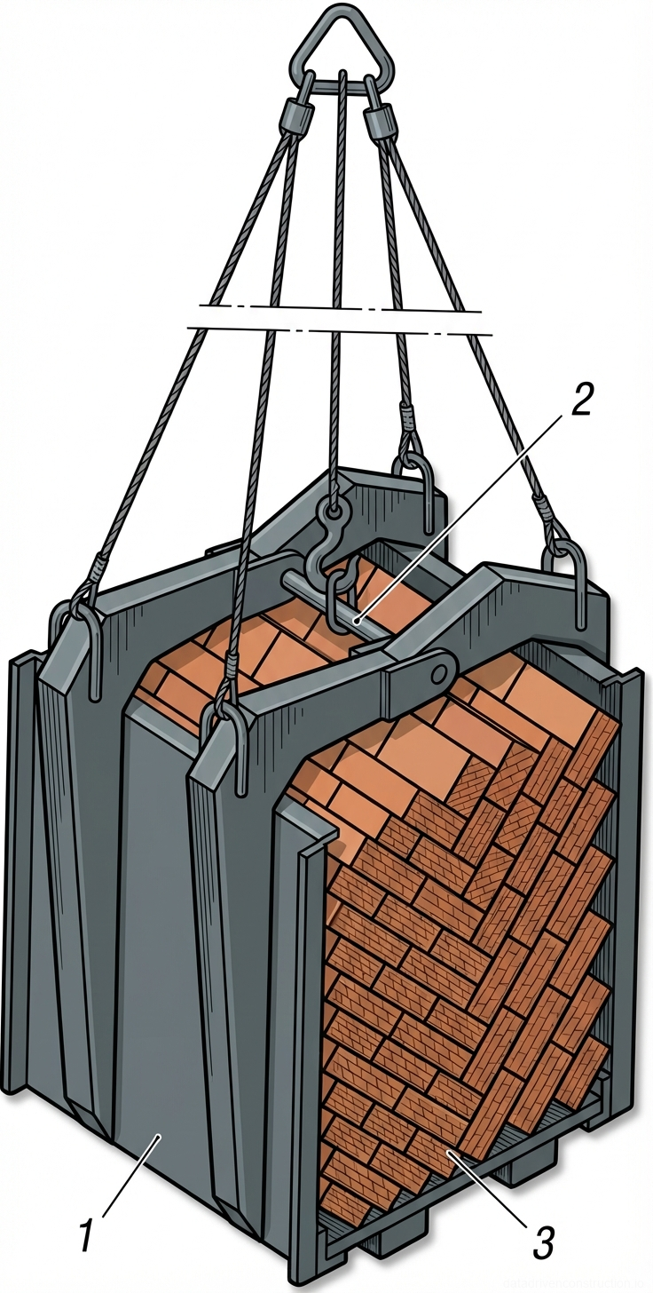 Fig. 1 — Lifting and transport grab for palletized bricks