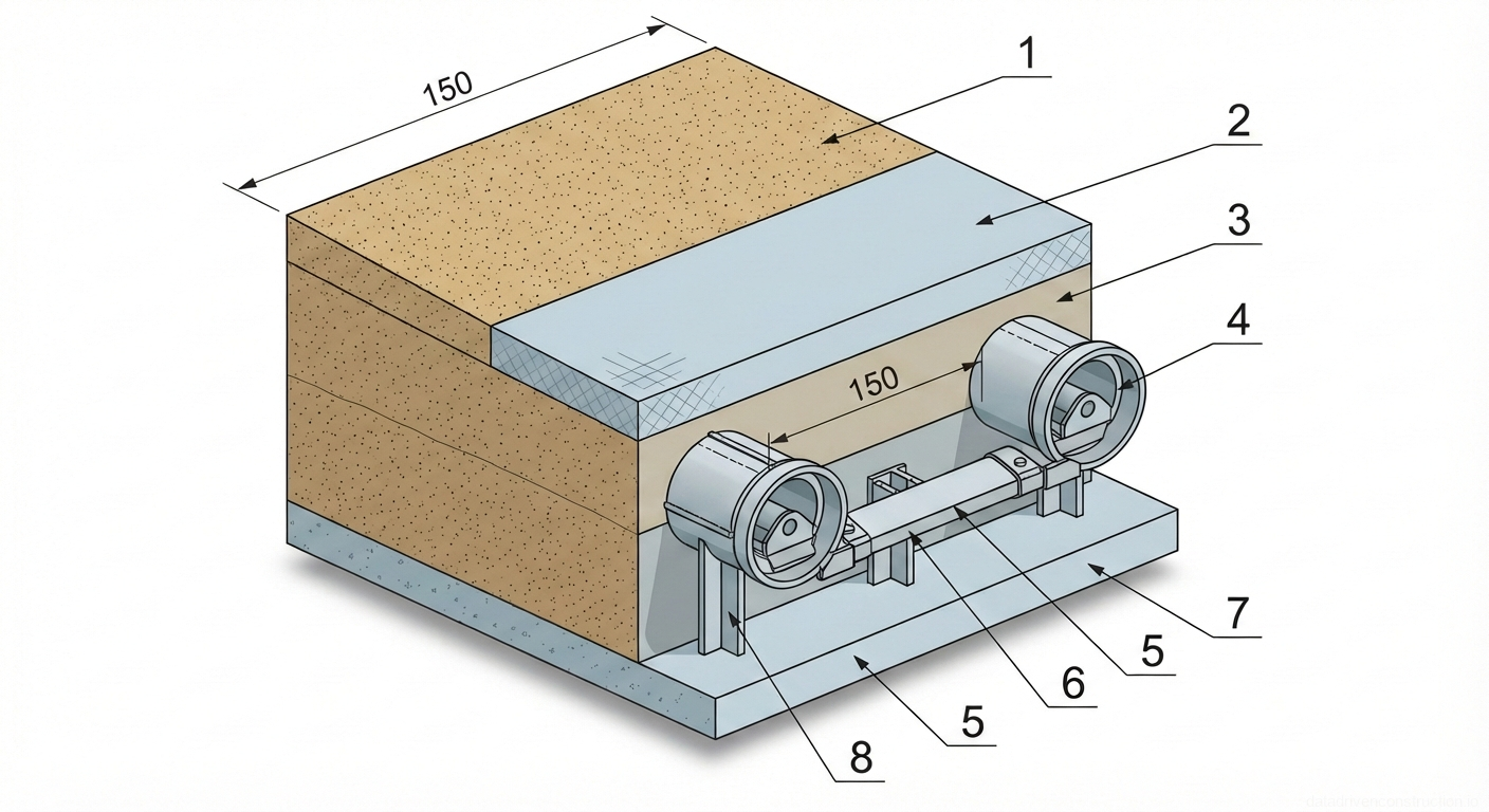 Fig. 1 — Isometric detail of mechanically fastened flat roof assembly indicating insulation layers, membrane, and fastening mechanism.