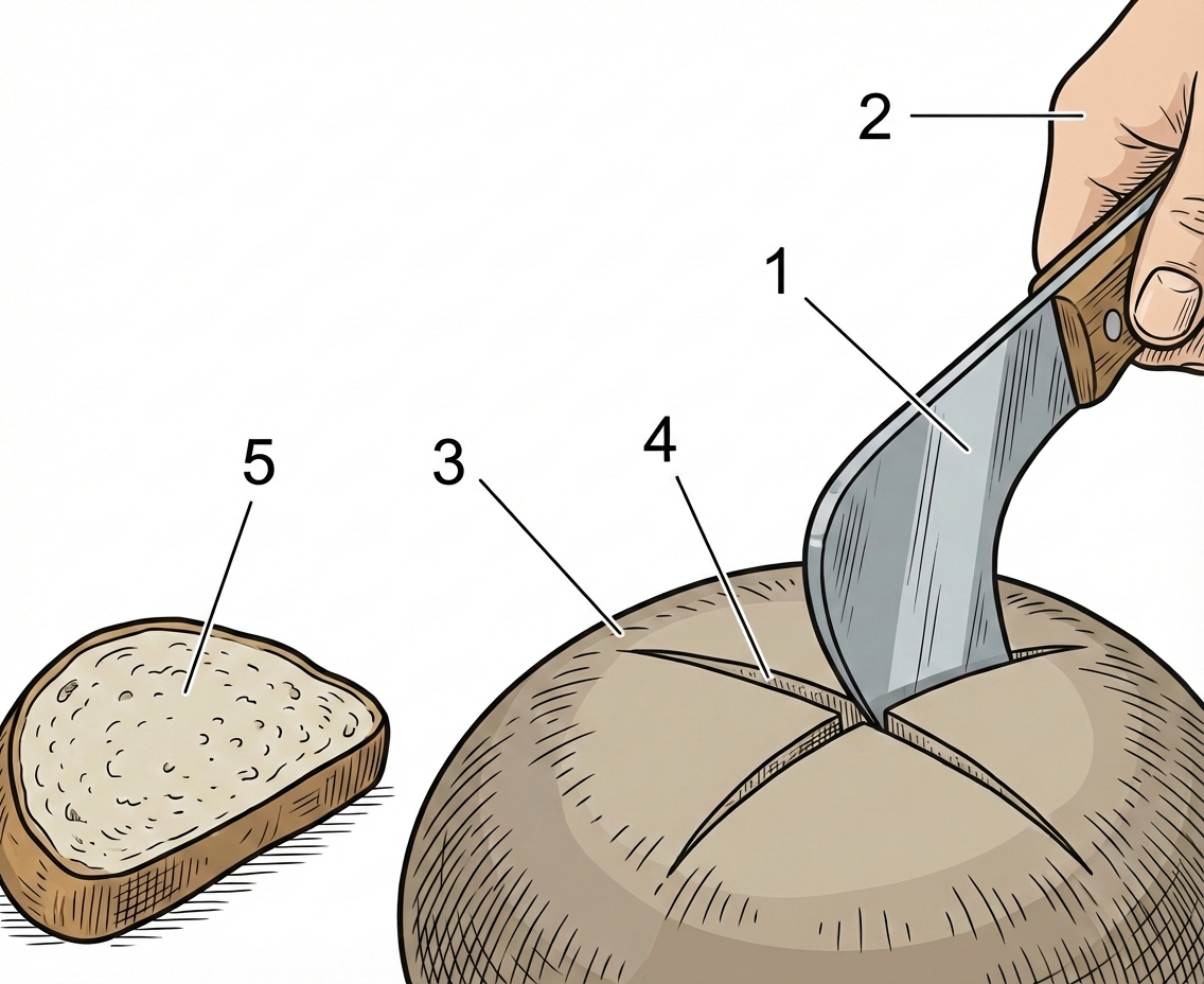 Fig. 1 — Manual scoring procedure for controlled structural expansion of proofed artisan bread