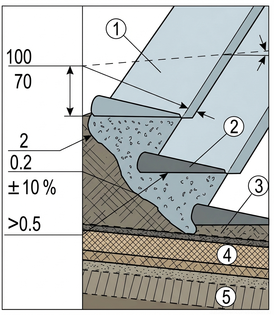 Fig. 1 — Detail of inclined concrete panel joints and underlying foundation layers