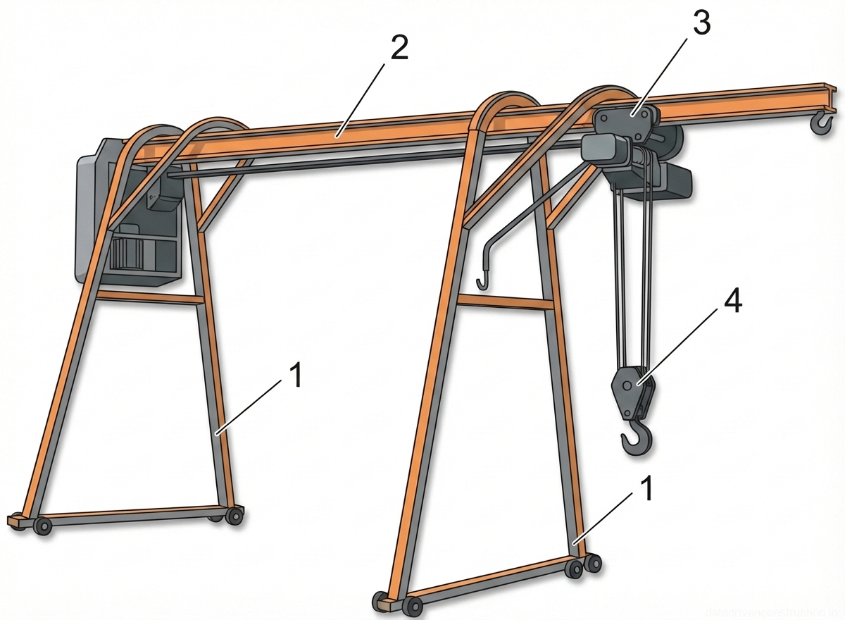 Fig. 1 — Portable A-frame gantry crane with manual hoist