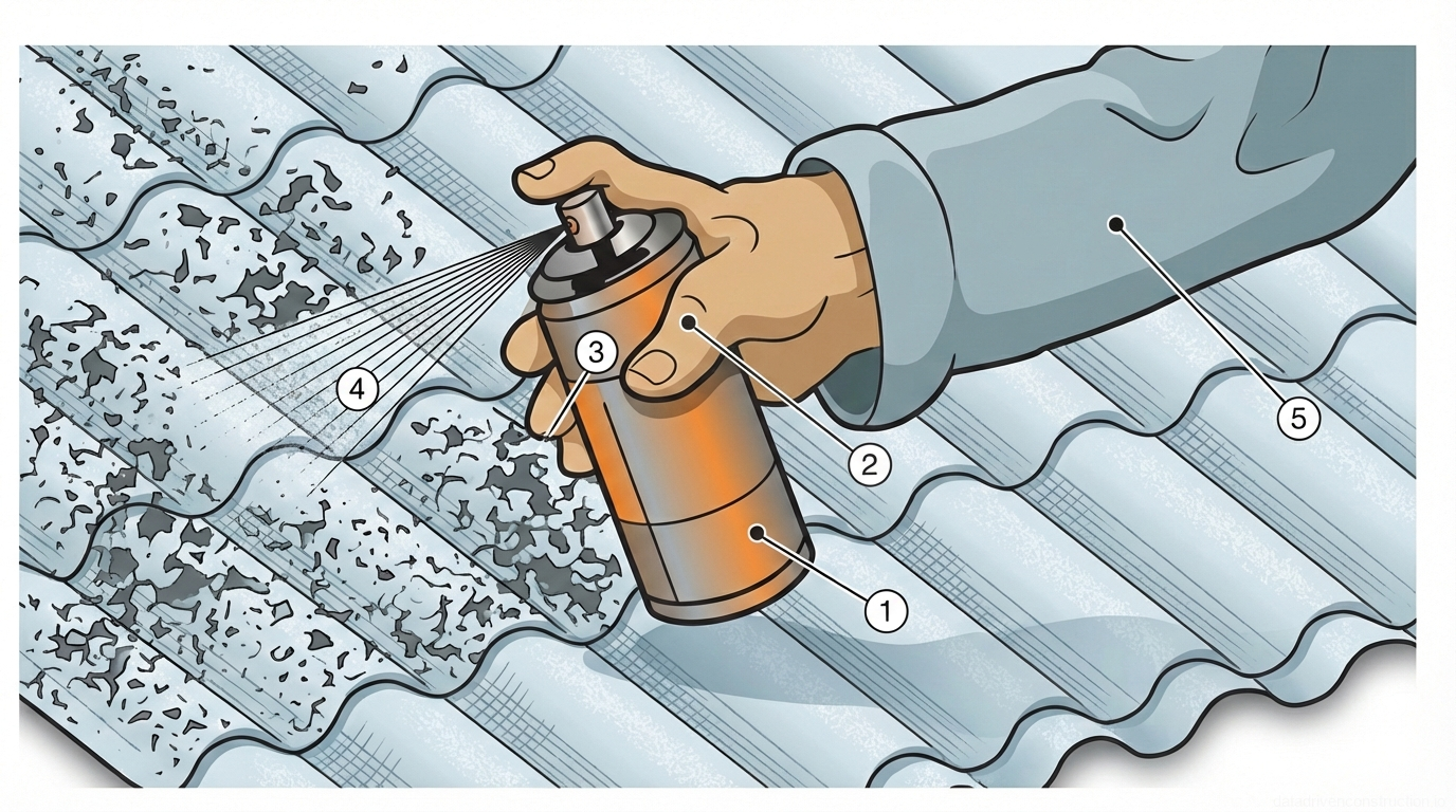 Рис. 1 — Нанесение защитного химического спрея на поверхность профилированной кровли