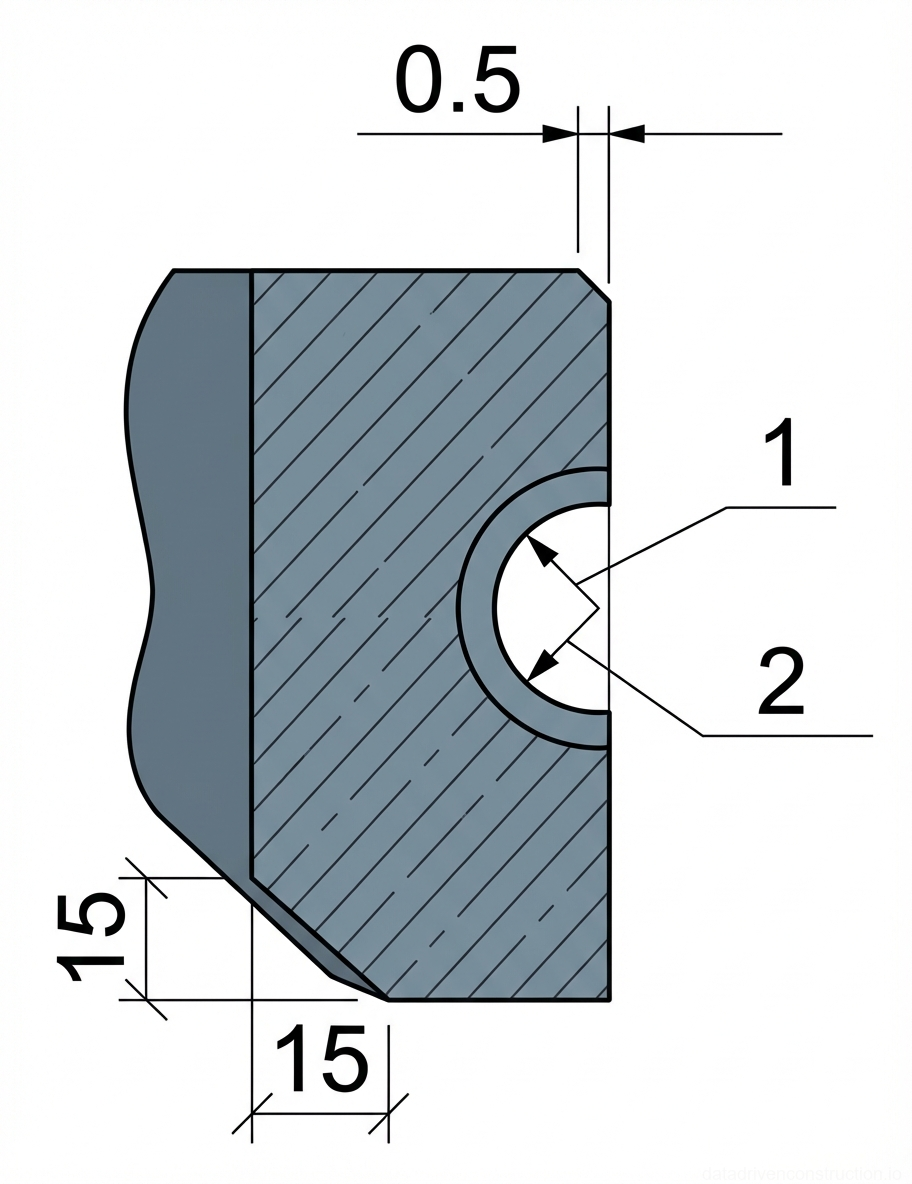 Рис. 1 — Деталь поперечного сечения структурного элемента с желобком и скошенной кромкой