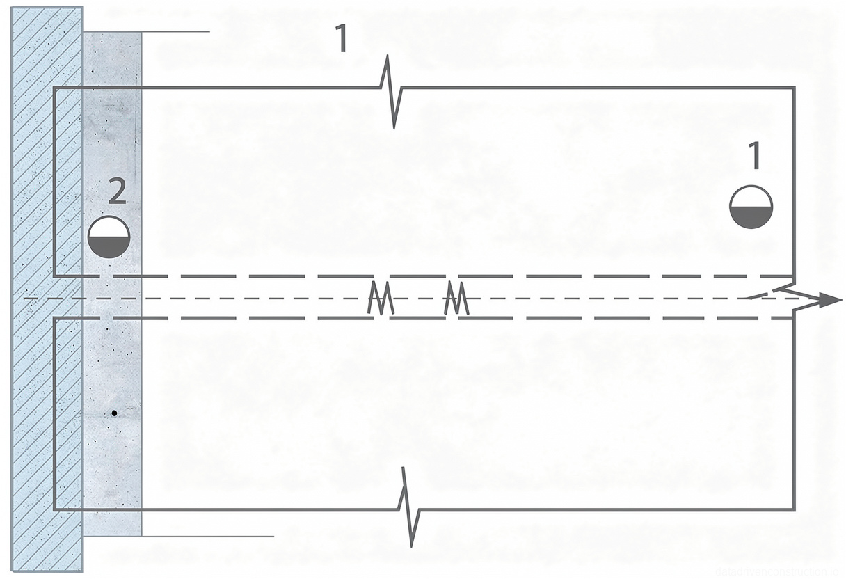 Рис. 1 — Схематическое изображение слоёв рулонной кровли и соответствующих точек контроля качества на участке кровли и примыкающей конструкции
