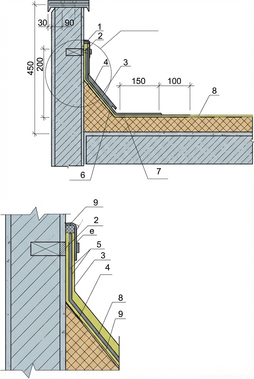 Fig. 2 — Repair scheme at junctions with vertical surfaces