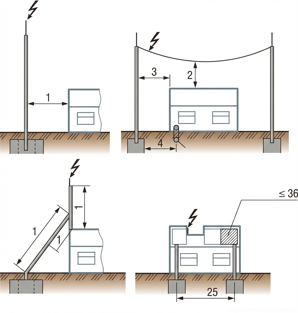 Рис. 1 — Типы молниеотводов: