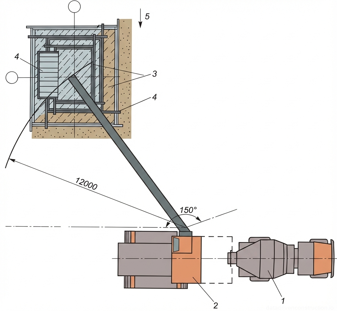 Рис. 9 — Схема организации строительных работ при подаче бетонной смеси автобетононасосом