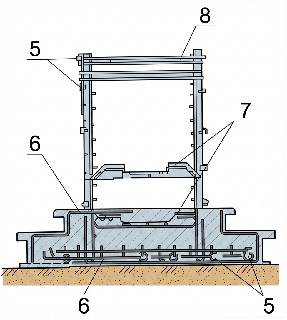 Рис. 5 — Схема раскладки щитов разборно-переставной опалубки. Рис. 6 — Последовательность монтажа и демонтажа щитов разборно-переставной опалубки.