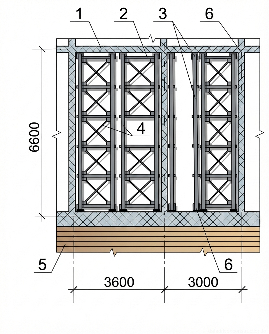 Рис. 1 — Схема монтажа продольных балок в структурной сетке