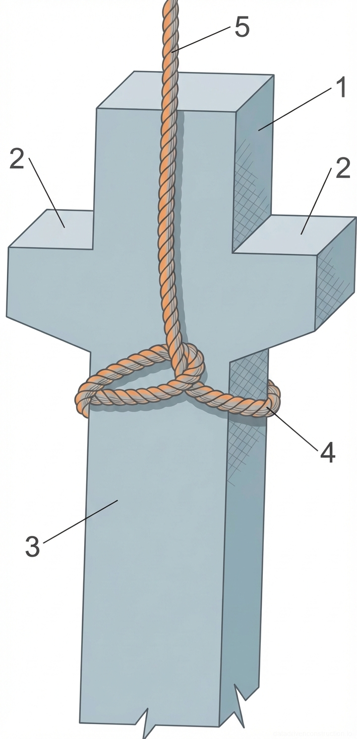 Рис. 1 — Схема строповки сборной железобетонной колонны с консолями с применением стропа 'в обхват'
