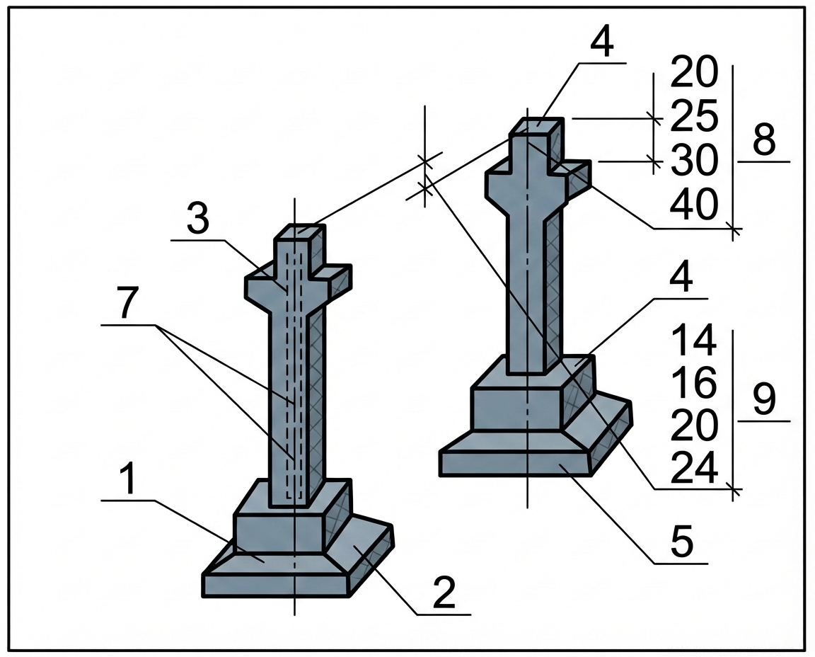 Рис. 1 — Минимальная толщина защитного слоя бетона для арматуры в железобетонных колоннах и фундаментах