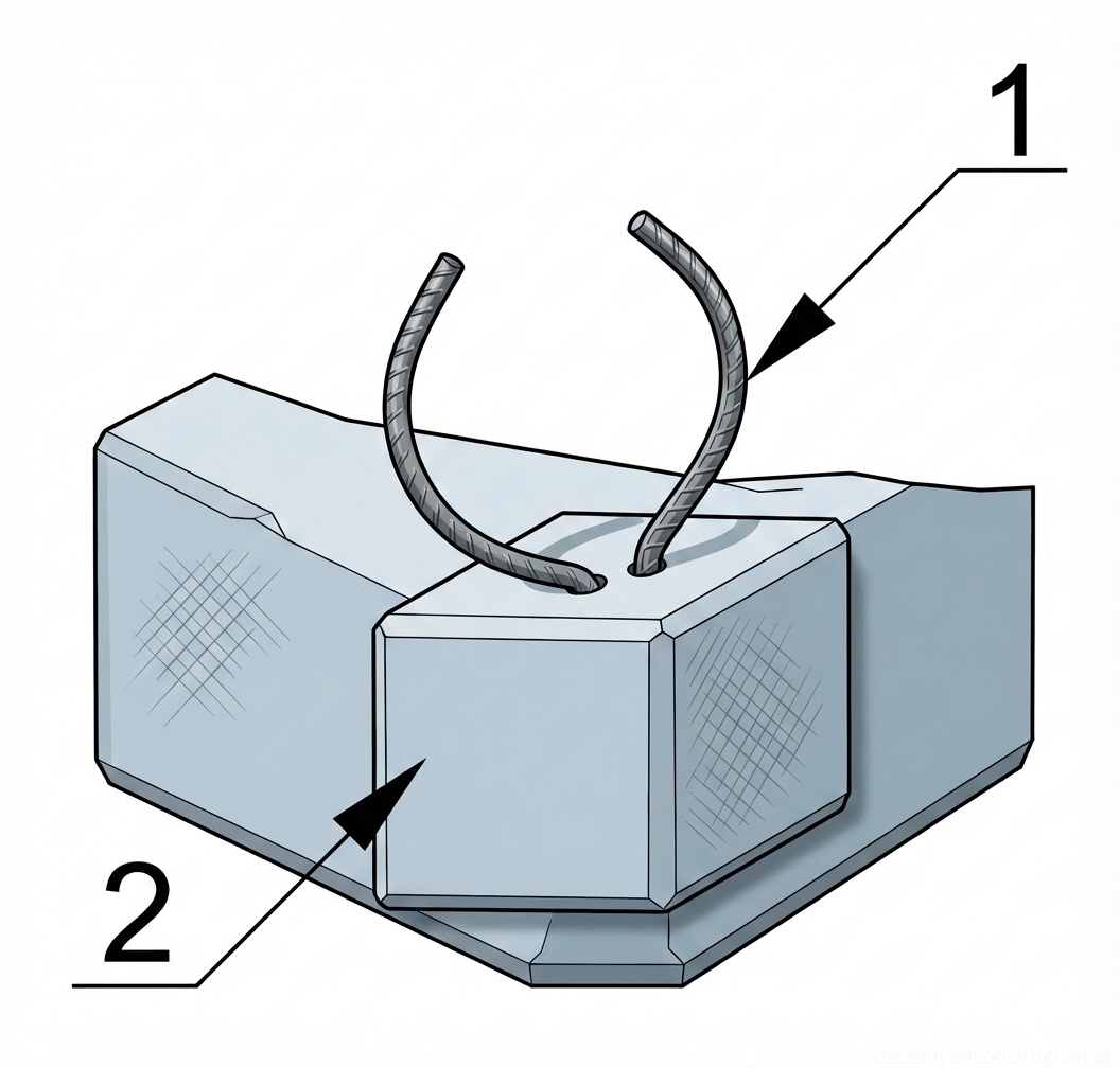 Fig. 1 — Precast concrete foundation block with embedded lifting loops for hoisting and placement.