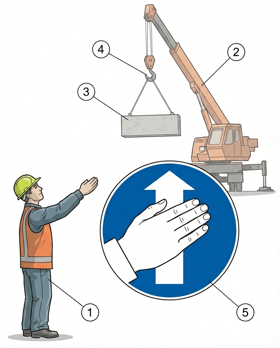 Fig. 1 — Standard hand signal for hoisting a load during mobile crane operations