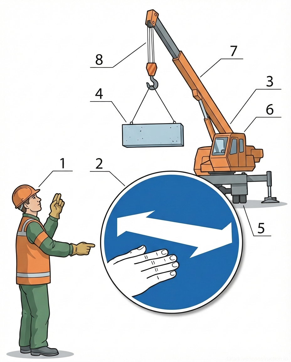 Fig. 1 — Standard crane hand signal for swinging the boom