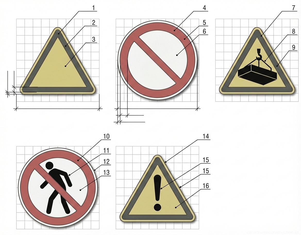 Fig. 1 — Standardized geometric designs and iconography for industrial safety and warning signs