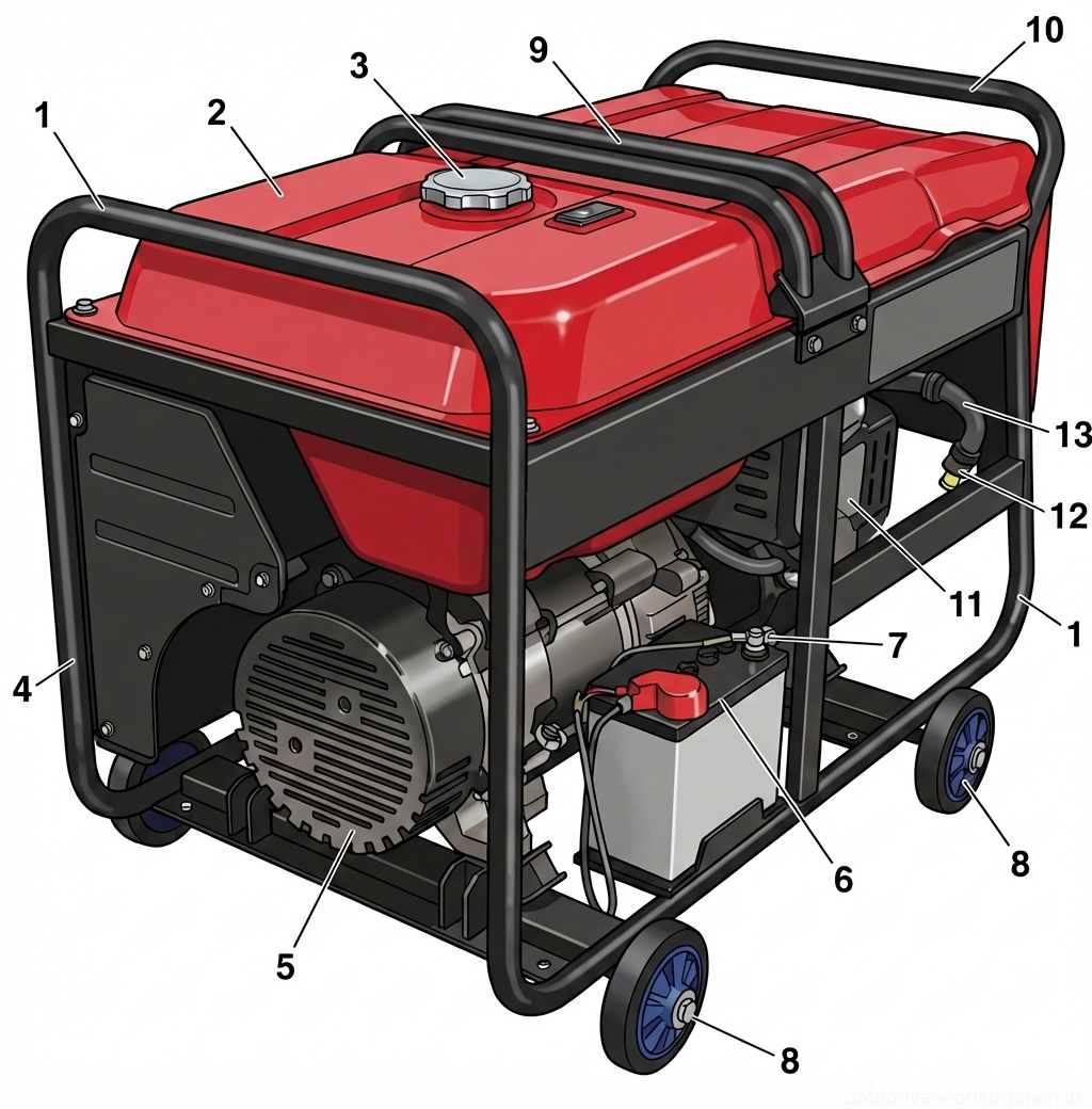 Fig. 1 — Components and layout of a portable fuel-powered electrical generator