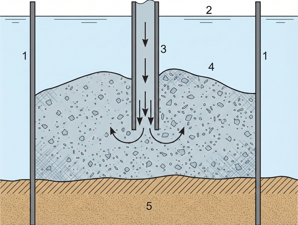 Рис. 3 – Заполнение участка бетоном по способу ВПТ