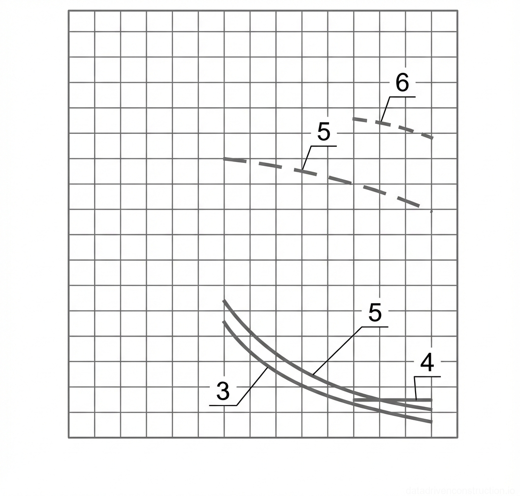 Рис. 1 — График грузовых характеристик крана, детализирующий грузоподъемность и высоту подъема крюка в зависимости от вылета стрелы
